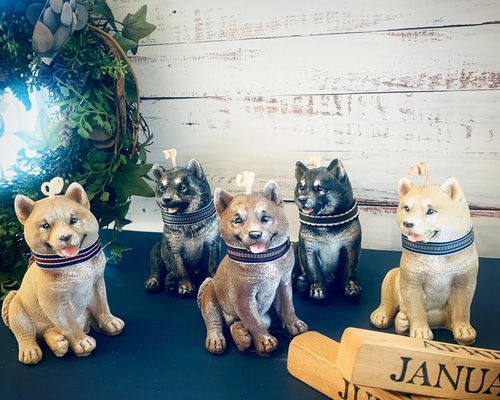 柴犬灯ろう　B型　キャンドル型LED付 豆柴 柴犬 キャンドル ソイキャンドル 黒柴ちゃん 赤柴ちゃん シバ