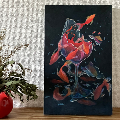 絵画　アート　女性像　イラスト　綺麗　かわいい　インテリア　鉛筆画　赤　淡い アート 絵画 イラスト 女性像 インテリア かわいい 綺麗 美しい