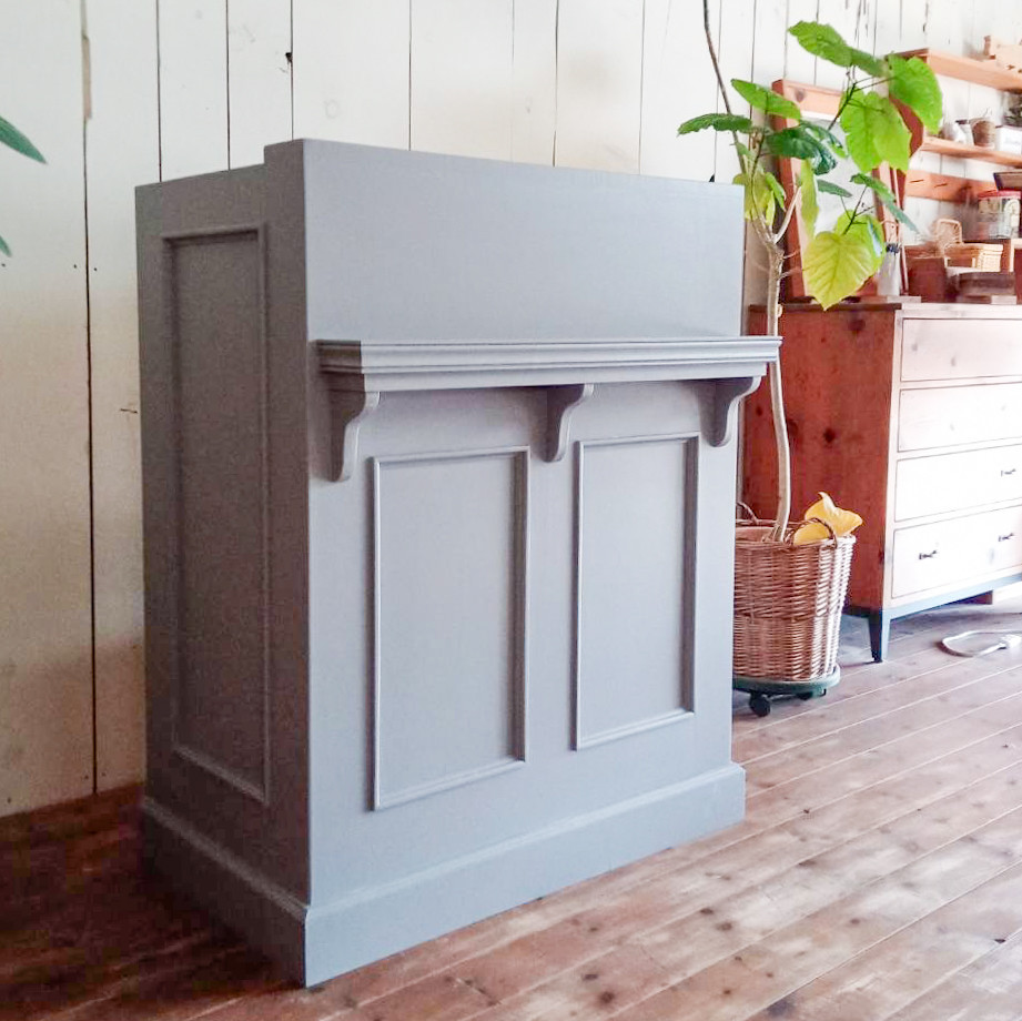 美容室カウンター（W900グレー） ネイルサロンカウンター 受付カウンター アンティーク調 オーダーメイド家具 店舗什器