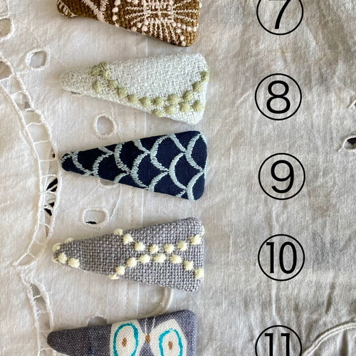 ミナペルホネン使用❤️ さんかくパッチンピン♪ パッチンブローチ