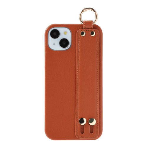 iPhone15 ProMax 本牛革 カバー 財布 ブラウン ストラップ