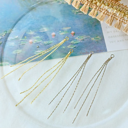 4個】3連 チェーンタッセル 蛇腹チェーン ロング チャーム ゆらゆら  