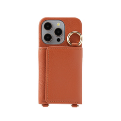 iPhone15 / Plus / Pro / ProMax 本牛革 カバー 財布付き ケース ブラウン ストラップ付 3枚目の画像