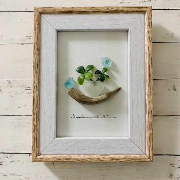 シーグラスアート 海の宝石 北欧 ガラス細工 インテリア雑貨 壁掛け 置物 観葉植物 贈り物 プレゼント ギフト 3枚目の画像