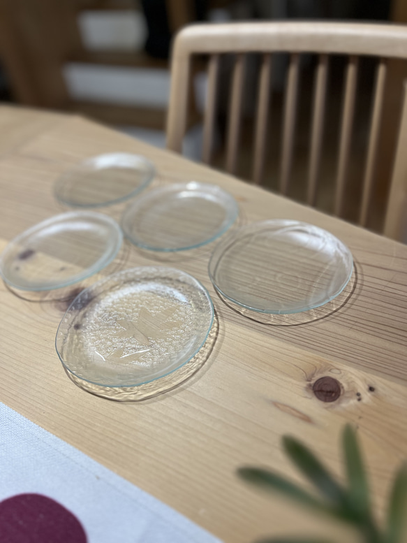 昭和のアンティークガラスの小皿　5枚セット 1枚目の画像