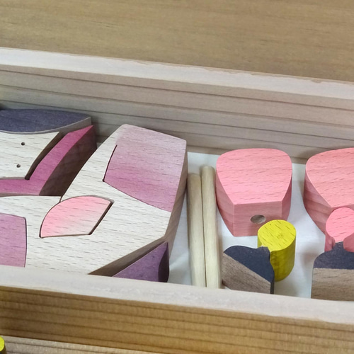 二段飾り組木のかわいいお雛様 木製 手作り木工 #2 ひな人形・雛飾り