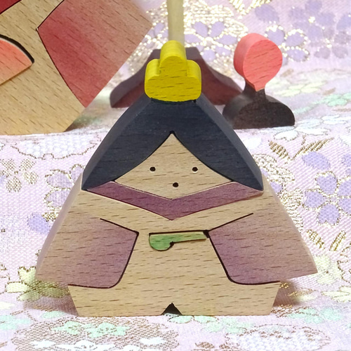 二段飾り組木のかわいいお雛様 木製 手作り木工 #2 ひな人形・雛飾り