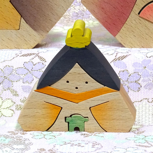 二段飾り組木のかわいいお雛様 木製 手作り木工 #2 ひな人形・雛飾り