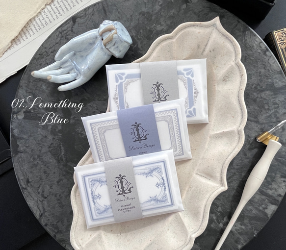 ネーム＆メッセージカード12枚セット// BLUE＆WHITE 1枚目の画像