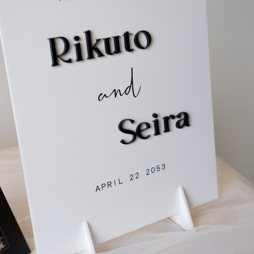 切り文字アクリルウェルカムボード 店舗看板 結婚証明書／wba13