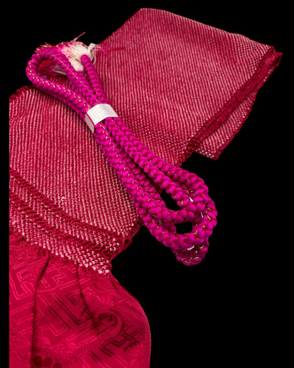 【スーパーゲリラ企画】6602正絹総絞り帯揚げ＆重ね衿 帯締めセット 成人式 5枚目の画像