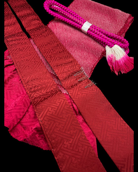 【スーパーゲリラ企画】6602正絹総絞り帯揚げ＆重ね衿 帯締めセット 成人式 3枚目の画像