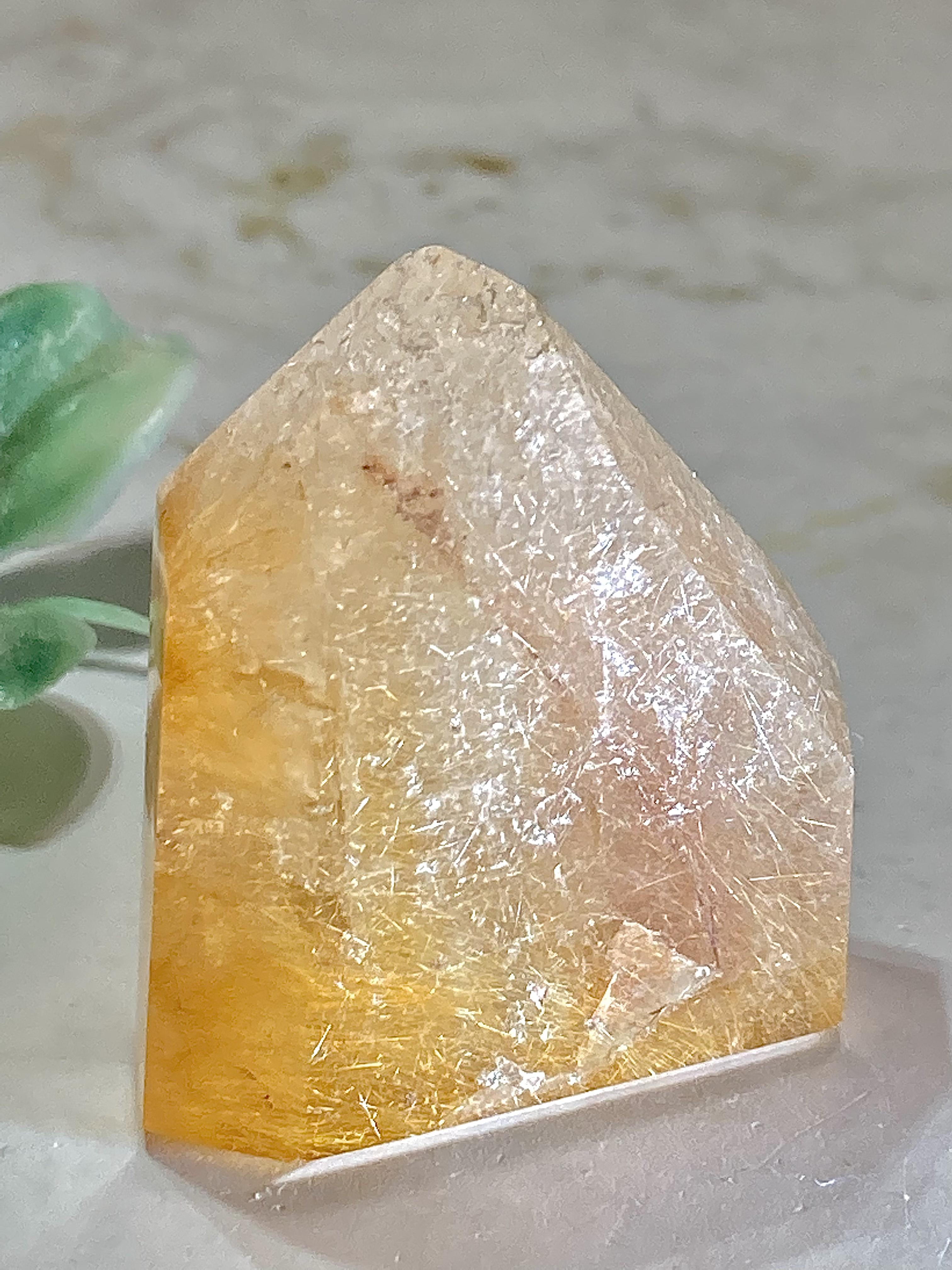 サンセット アンフィボール✨ ルチルクォーツ ポイント ポリッシュ 原石