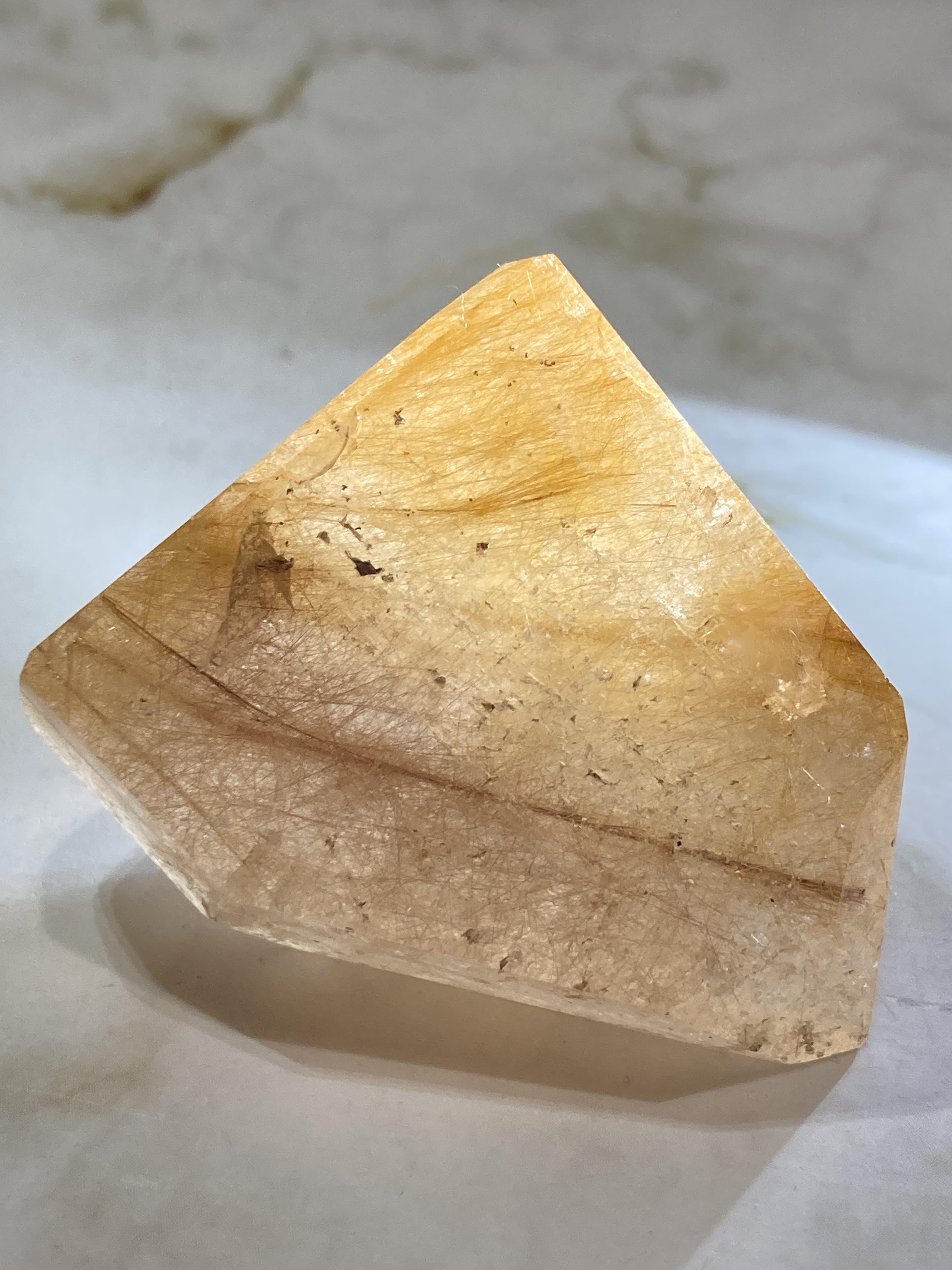 サンセット アンフィボール✨ ルチルクォーツ ポイント ポリッシュ 原石