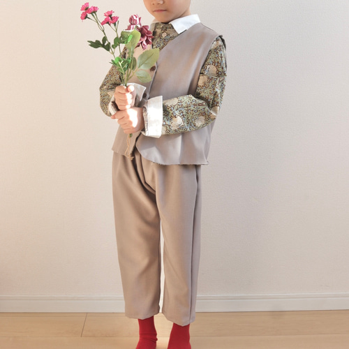 5歳 七五三 男の子 簡単着付け フルセット ウィリアムモリス