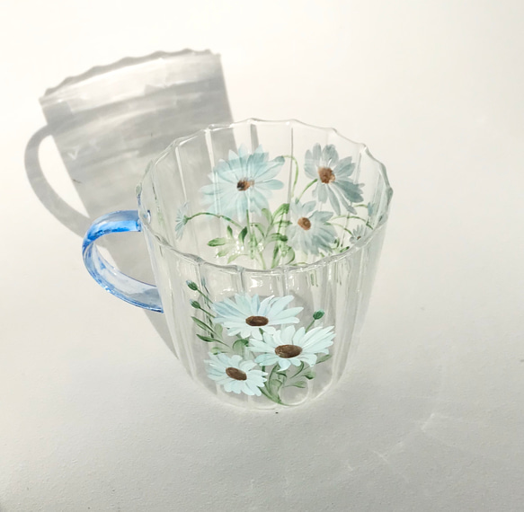 ブルーデイジーの耐熱ガラスマグカップ 4枚目の画像