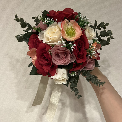 アーティフィシャルフラワー ブーケ ブートニア 結婚式前撮り 