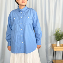 ゆったりオーバーシャツ〈ライトブルー〉コットン 春ファッション シャツブラウス 羽織り 春アウター 5枚目の画像