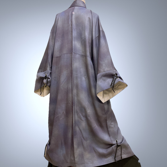 ラメパープル 優雅な風格 着物ガウン レトロ 着物リメイク 和装コート 和柄 ロング 和モード 男女兼用 N51209 12枚目の画像