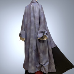 ラメパープル 優雅な風格 着物ガウン レトロ 着物リメイク 和装コート 和柄 ロング 和モード 男女兼用 N51209 9枚目の画像