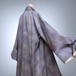 ラメパープル 優雅な風格 着物ガウン レトロ 着物リメイク 和装コート 和柄 ロング 和モード 男女兼用 N51209 14枚目の画像