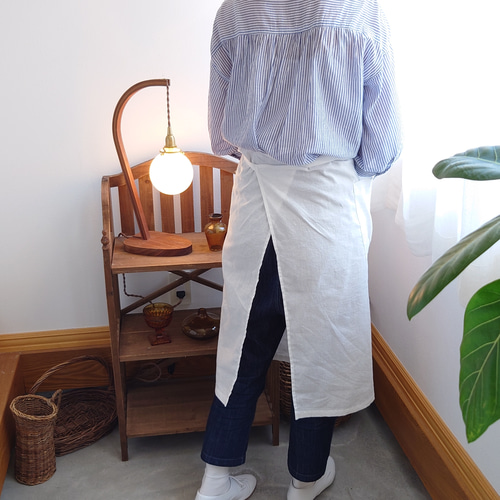 ハーフリネンエプロン＊くたっとした柔らか生地＊ぷくっとした