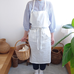 ハーフリネンエプロン＊くたっとした柔らか生地＊ぷくっとしたポケット