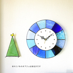 28㎝φ・ステンドグラスの時計（掛時計・置時計）パラソル＊ブルー系【新作2024】 10枚目の画像