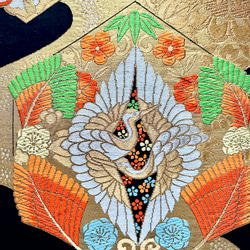 着物のファブリックパネル　漆黒に舞う（3枚セット）着物リメイク　インテリア　古民家　ひなまつり　壁飾り　日本　土産 6枚目の画像