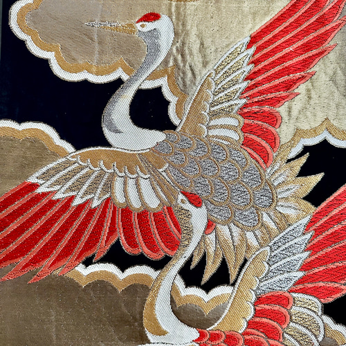 壁掛け タペストリー 着物 和柄 帯のタペストリー 柿色に遊ぶ子ども 着物リメイク インテリア 掛け軸