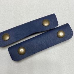 【2センチ幅対応】紺×アンティークメタル　持ち手カバー　ハンドルカバー　トートバッグ 1枚目の画像