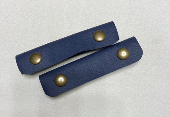 【2センチ幅対応】紺×アンティークメタル　持ち手カバー　ハンドルカバー　トートバッグ 1枚目の画像