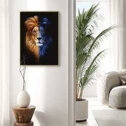 迫力 対照的な美 青金のライオンアート fire & ice  インテリアポスター 海外アート / 5281 3枚目の画像
