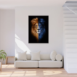迫力 対照的な美 青金のライオンアート fire & ice  インテリアポスター 海外アート / 5281 7枚目の画像
