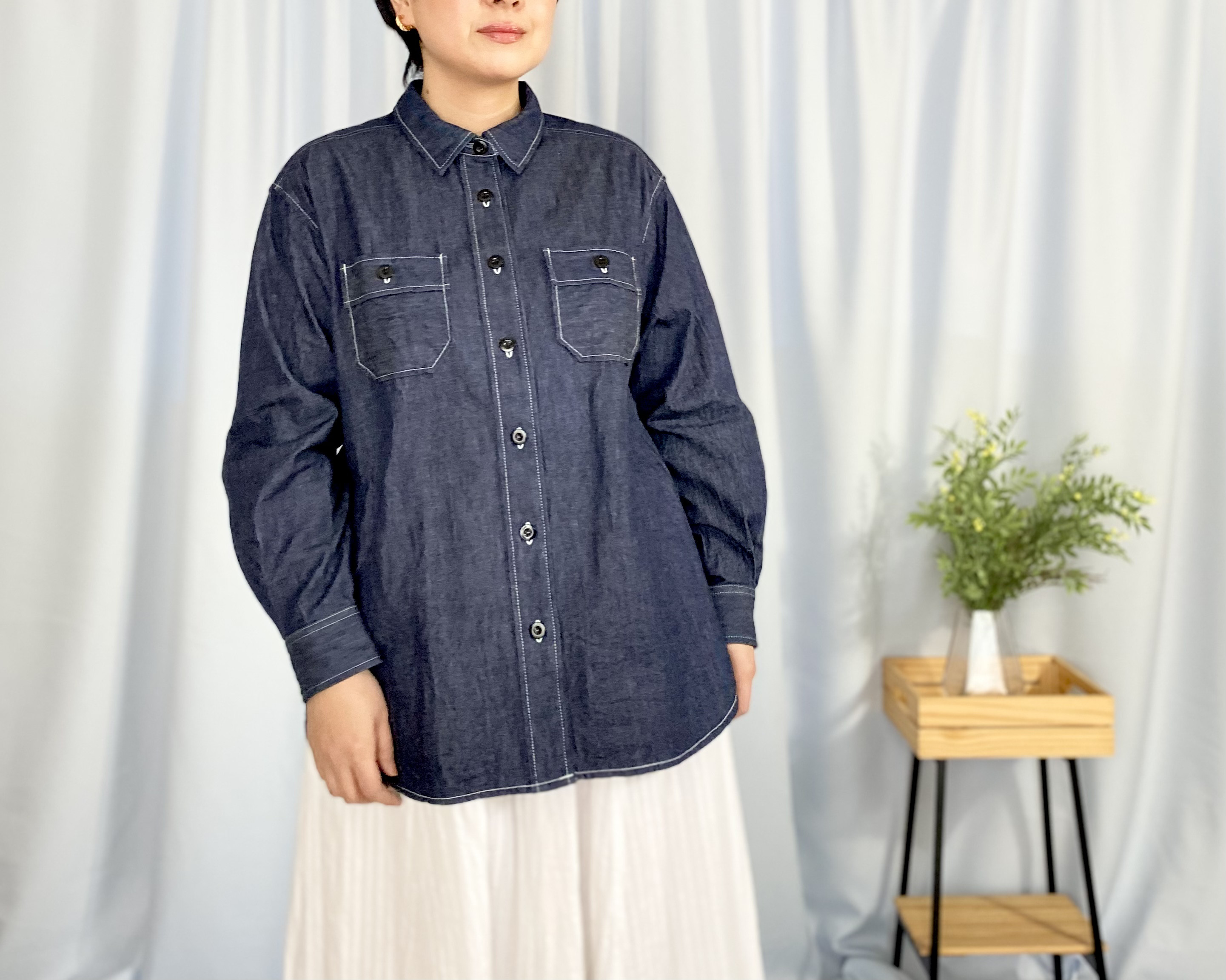 yuni コーティング　インディゴ/デニム　オーバーサイズシャツジャケット　新品