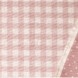 ¥500セール　綿麻キャンバス　リバーシブル　チェック＆ドット　サーモンピンク 2枚目の画像
