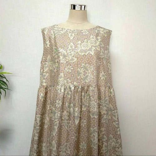 着物リメイク ワンピース ジャンパースカート 花柄 2WAY