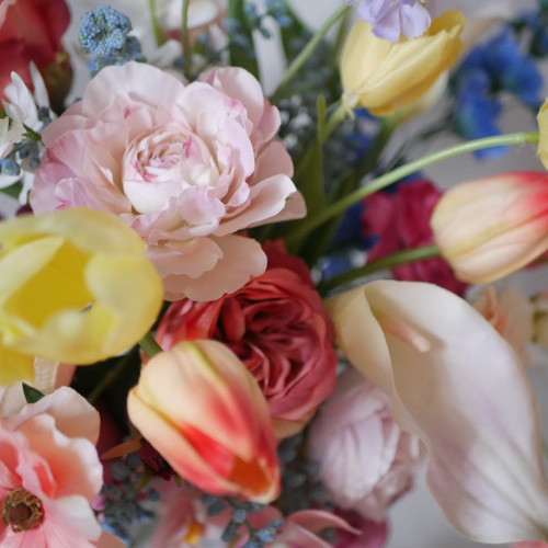 ウェディングブーケ 結婚式 前撮り カラフル 韓国ブーケ 造花ブーケ