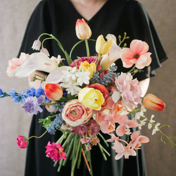 ウェディングブーケ 結婚式 前撮り カラフル 韓国ブーケ 造花ブーケ