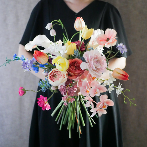 ウェディングブーケ 結婚式 前撮り カラフル 韓国ブーケ 造花ブーケ
