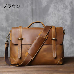 A4サイズ メッセンジャーバッグ ショルダーバッグ 本革 斜めがけ 大容量 多収納ポケット 通勤通学 ビジネス メンズ 3枚目の画像