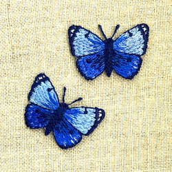 アップリケワッペン バタフライ3枚 ブルー w-2228　蝶々　ちょうちょUI 昆虫　女の子 2枚目の画像