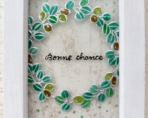 【ステンドグラス】惑星のサンキャッチャーとオリーブのリース ステンドグラス】惑星のサンキャッチャーとオリーブのリース