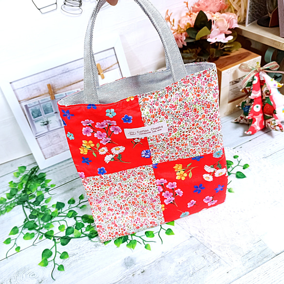 【Happybag】Liberty リバティ ♡おしゃれ♡ お出掛けトートバッグ＆布小物 *5点セット* 5枚目の画像