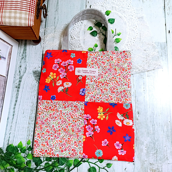 【Happybag】Liberty リバティ ♡おしゃれ♡ お出掛けトートバッグ＆布小物 *5点セット* 3枚目の画像