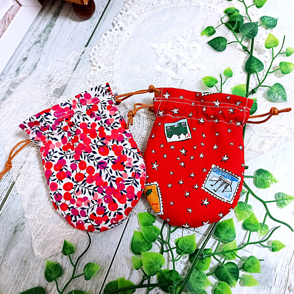 【Happybag】Liberty リバティ ♡おしゃれ♡ お出掛けトートバッグ＆布小物 *5点セット* 11枚目の画像