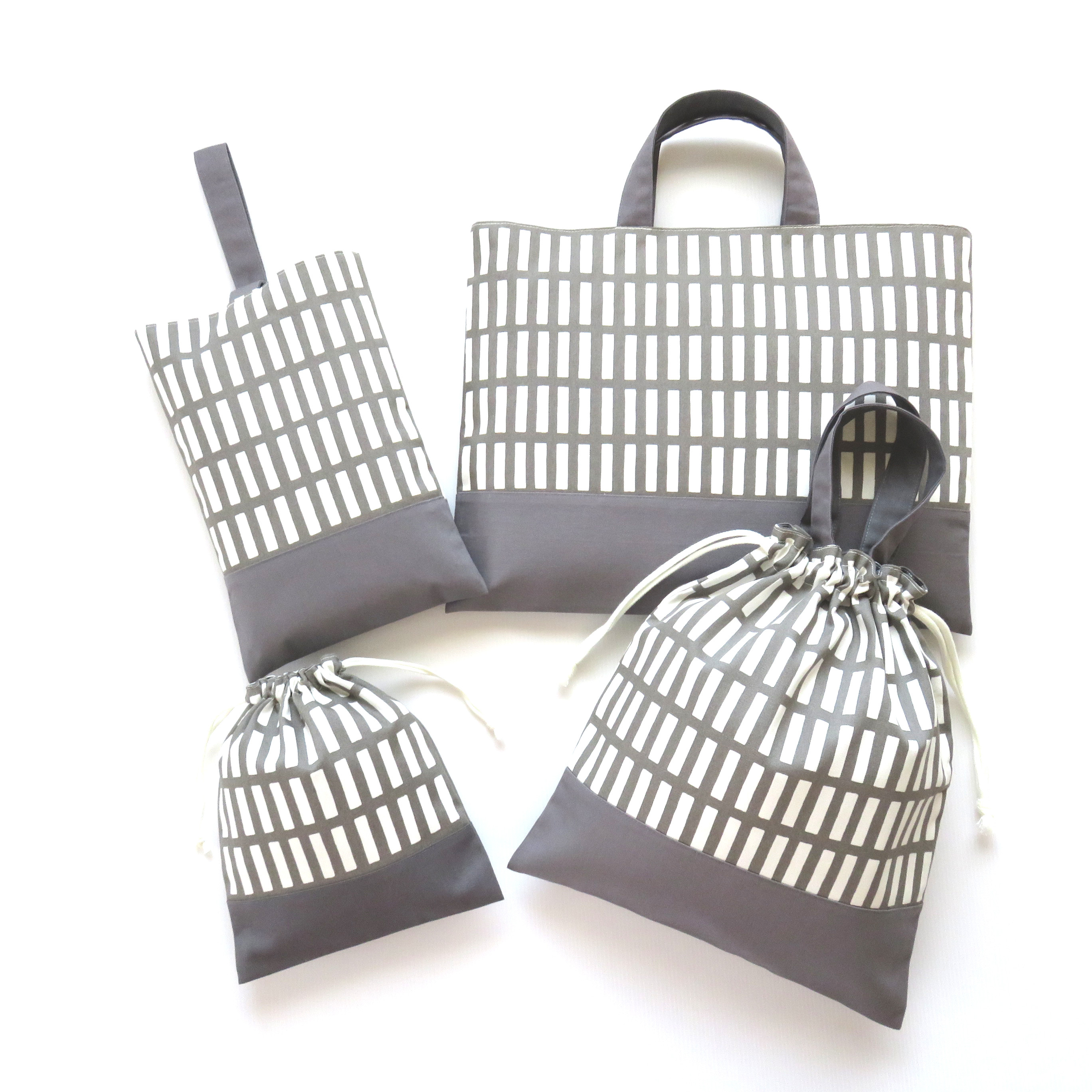 入園入学４点セット【格子 グレー】入園入学セット 入園入学グッズ 入園セット 入学セット 入園グッズ 入学グッズ