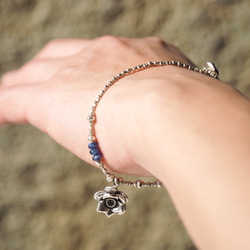 -Flower charm・Blue sapphire- silver bracelet 6枚目の画像