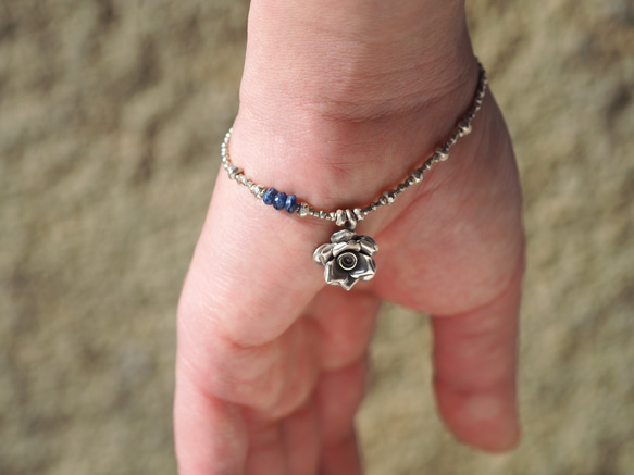 -Flower charm・Blue sapphire- silver bracelet 7枚目の画像