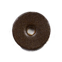 皮パーツ 丸ドーナッツ形 茶色 ブラウン 外径１５ｍｍ 穴径３ｍｍ 皮の厚み３ｍｍ レザーパーツ 3枚目の画像